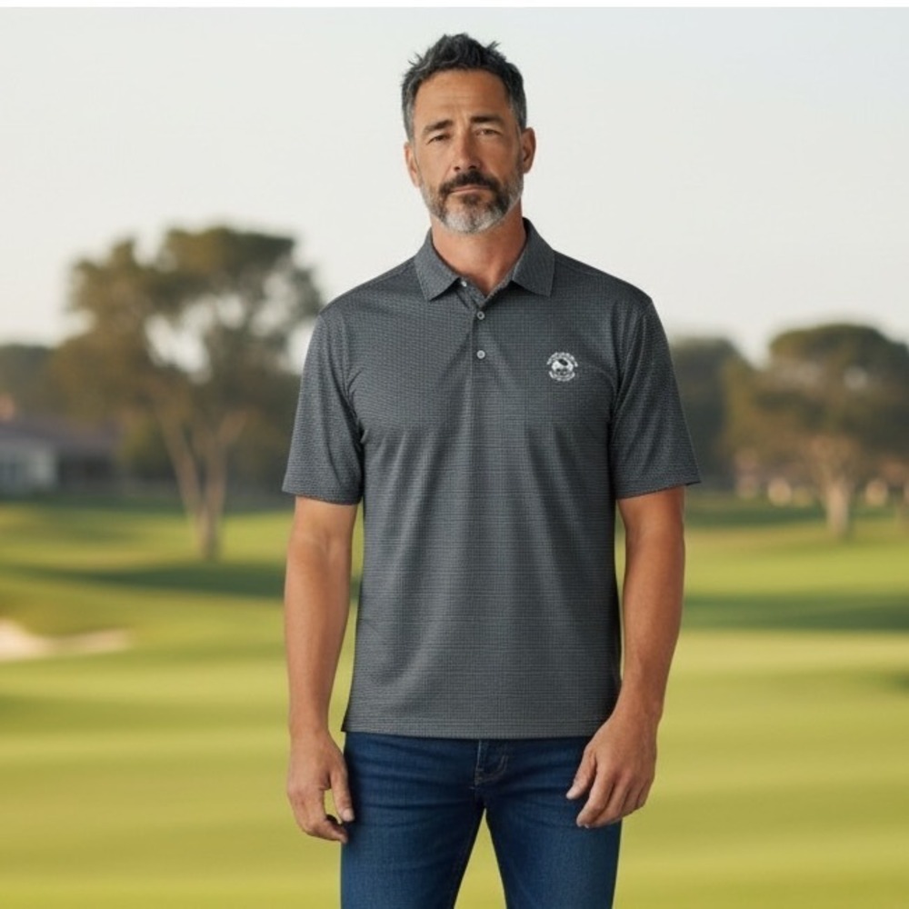 Footjoy FJ Golf Polo Shirt Mens XL Gray Houndstooth Performance Short Sleeve